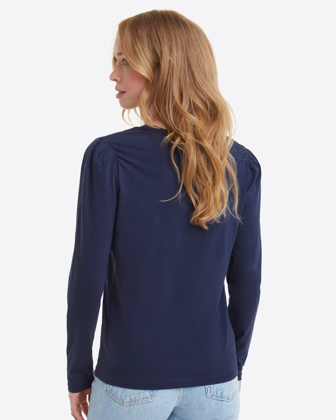 Long-Sleeve Easy Knit Top Navy