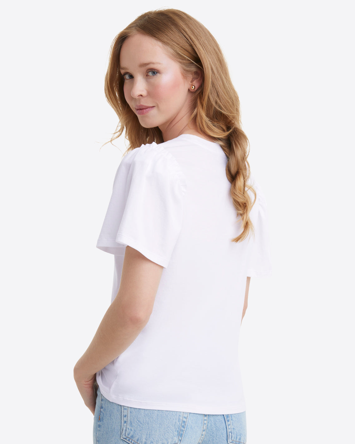 Short Sleeve Easy Knit Top in White
