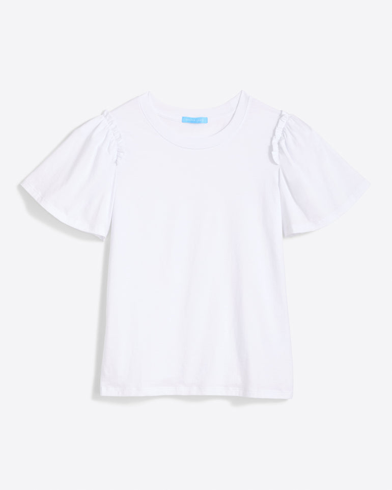 Short Sleeve Easy Knit Top in White