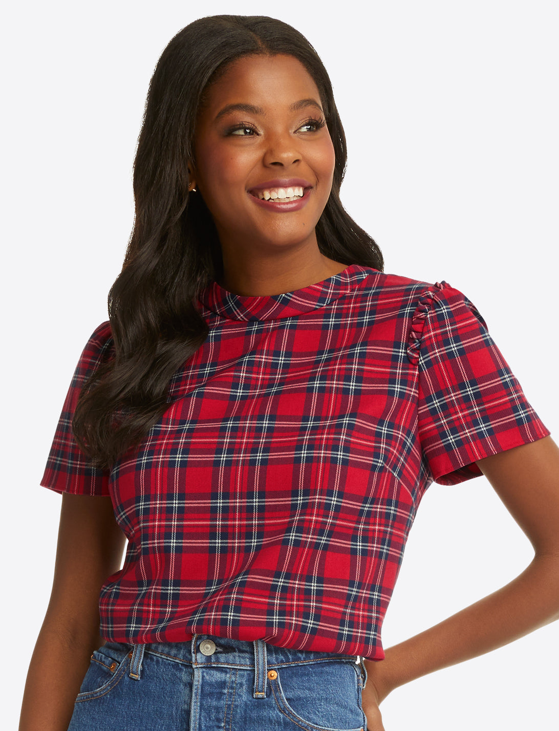 Bow Back Top in Angie Plaid