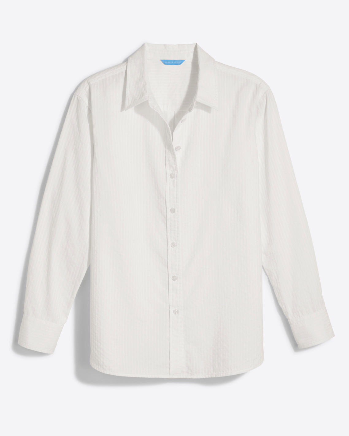 Button Down Top in White Shirting Stripe