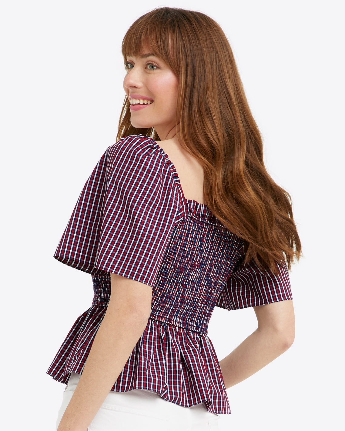 Deana Smocked Top Picnic Plaid