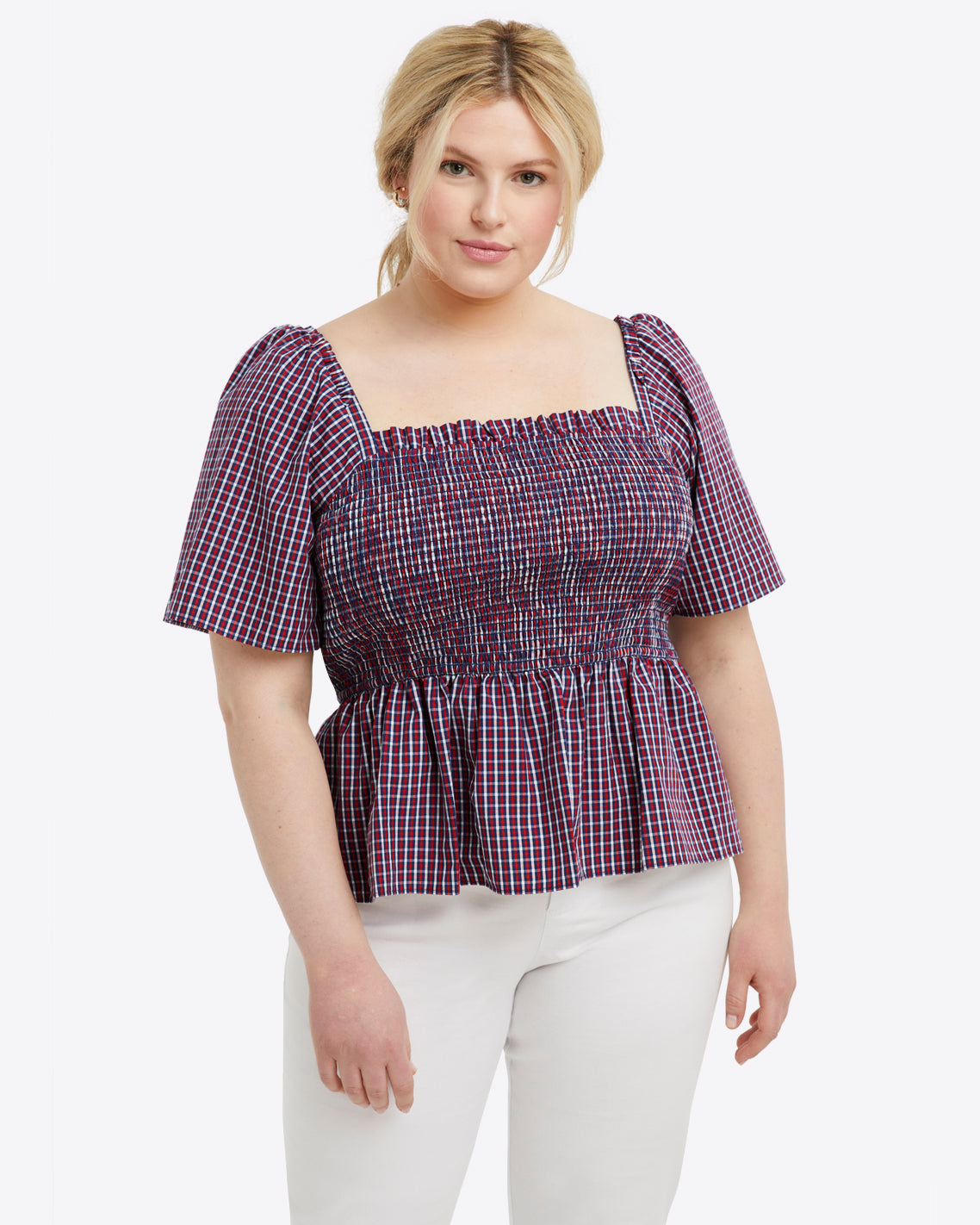 Deana Smocked Top in Picnic Plaid