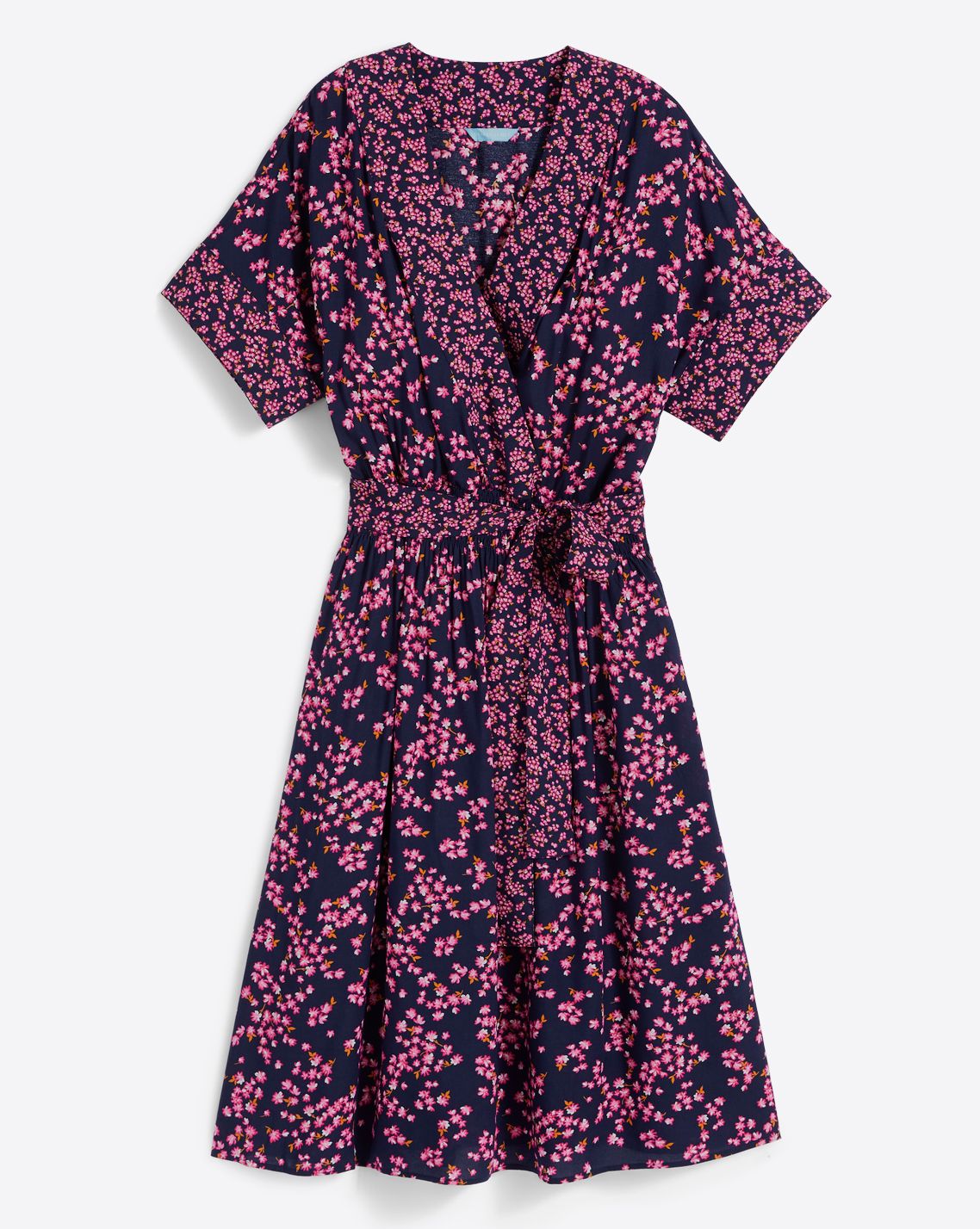 Miranda Wrap Dress in Navy Cherry Blossom