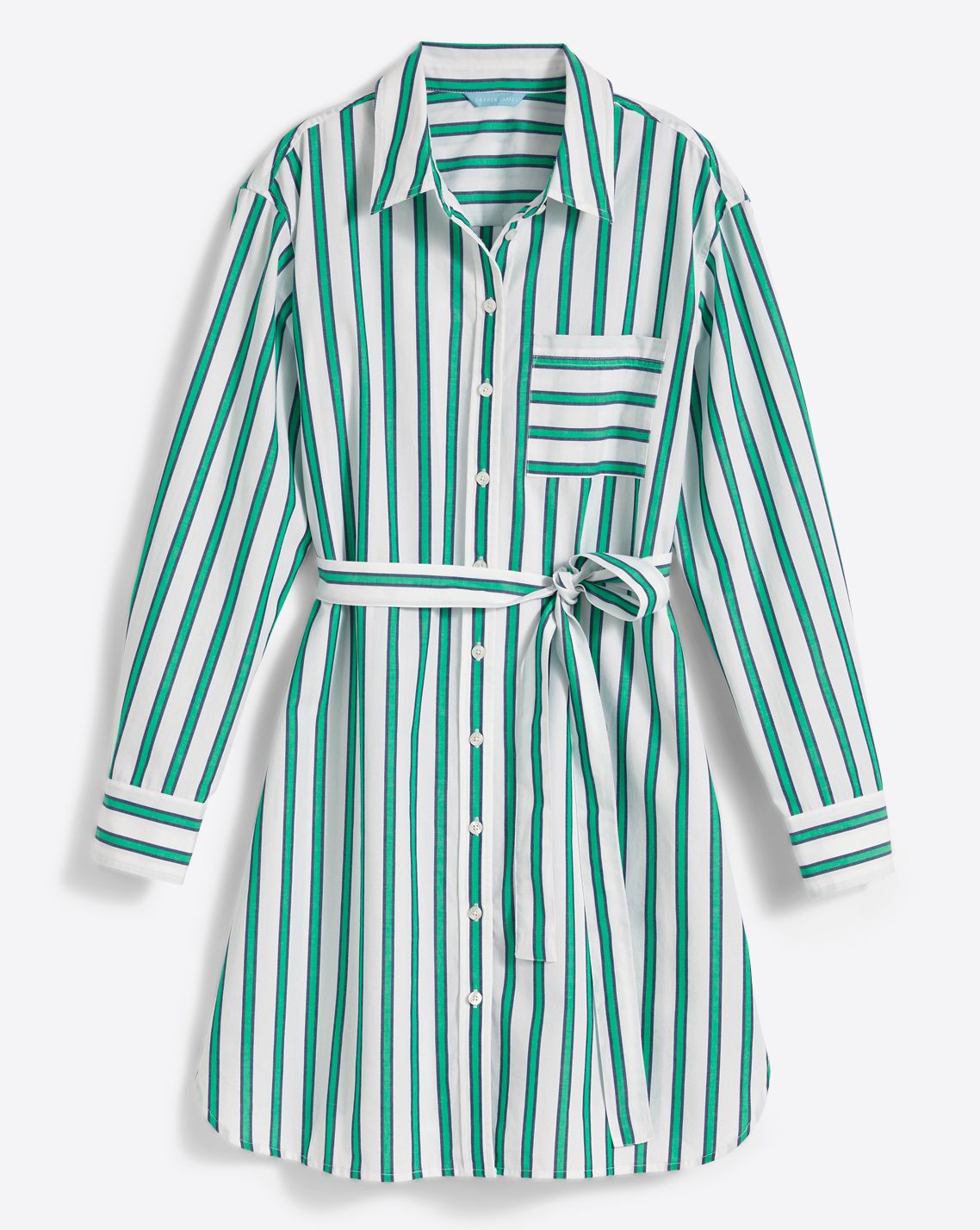 Carly Shirtdress in Bold Green Stripe