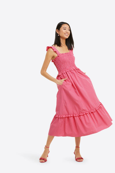 Maddie Babydoll Dress in Pink Stripe – Draper James