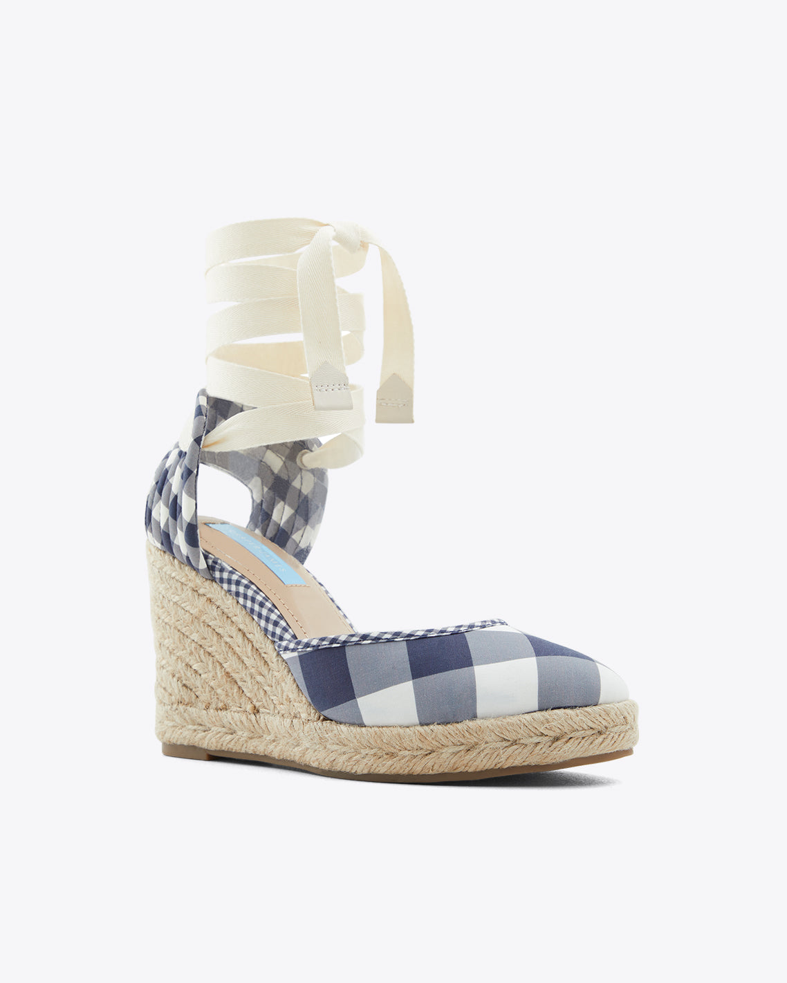 Olivia Espadrille Wedges Navy Gingham