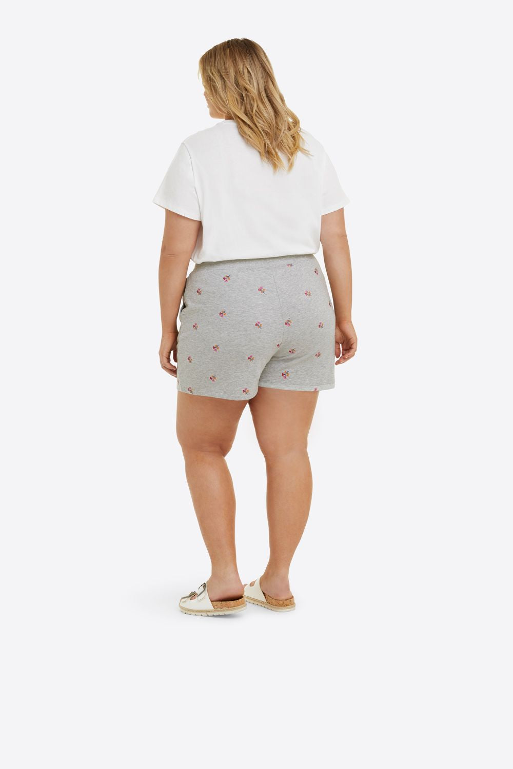 Natalie Sweat Shorts in Embroidered Viola