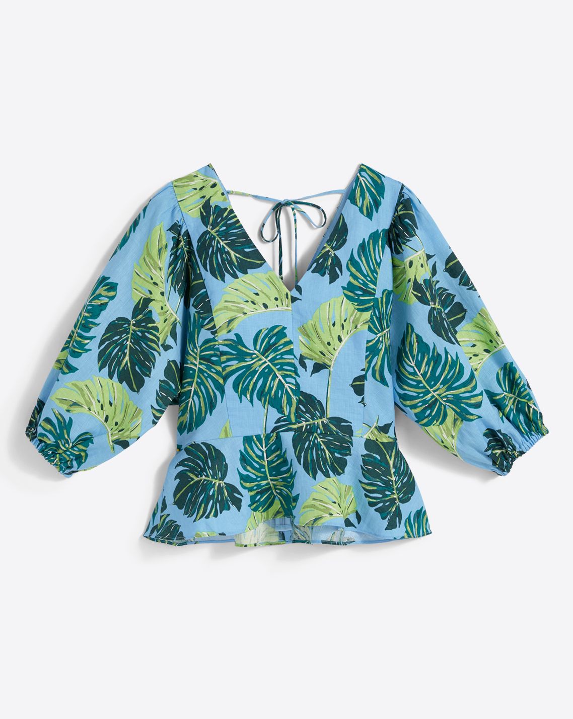 Puff Sleeve Top in Monstera Floral